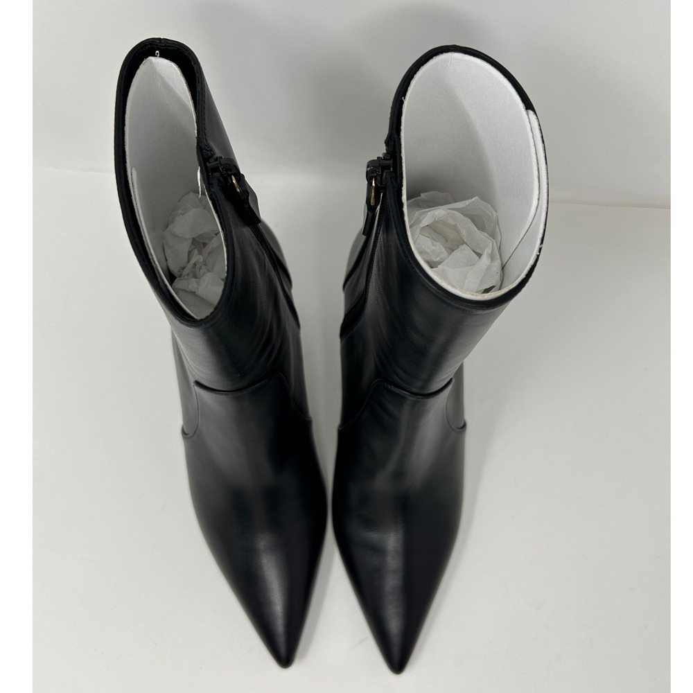 Stuart Weitzman Womens Black Leather Pointed Toe Stiletto Ankle Boots Dress Sz 8 - Picture 4 of 11